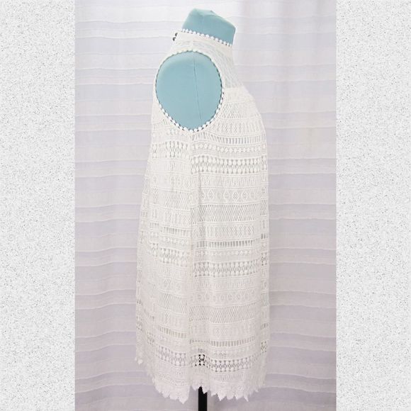 *FINAL PRICE* Altar'd State White Crochet Lace Sleeveless Swing Dress - M - Picture 6 of 7
